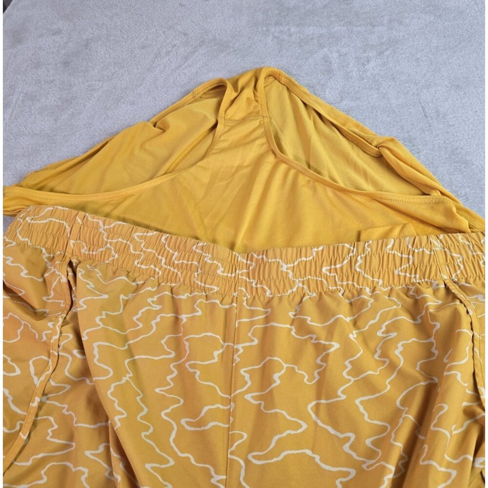 Athleta Womens 3X Running Shorts Printed MESH Racer RUN Yellow Athletic Lined - Picture 11 of 16